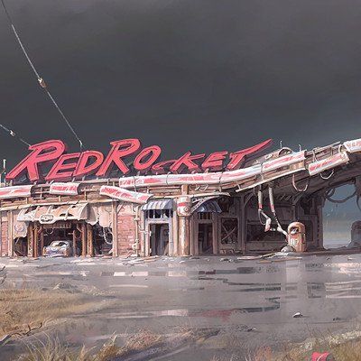 Fallout 4: Red Rocket Gas Station Red Rocket Fallout, Fallout New Vegas Art, Space Gas Station, Fallout 4 Red Rocket Settlement, Fallout New Vegas Vulpes, Brisket Chili, Mountains Of Madness, Brown Rice Casserole, Turkey Glaze