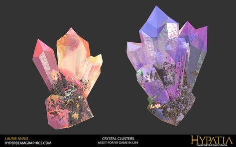 ArtStation - Low poly game asset: Hypatia Crystals, Laurie Annis Low Poly Games, Substance Painter, Gems Art, Rocks And Gems, Blender 3d, Game Assets, Low Poly, Rocks And Crystals, Art Inspo