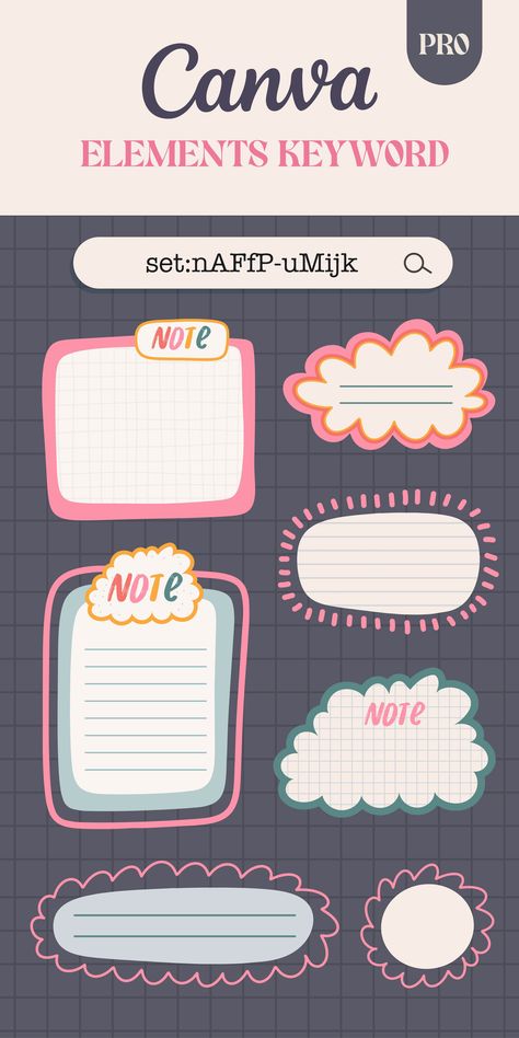 Canva elements keyword - Aesthetic sticky not Aesthetic Sticky Notes, Canva Elements Keyword Aesthetic, Canva Sets, Elements Aesthetic, Font Canva Lettering, Canva Codes, Canva Hacks, Canva Keywords, Planner And Journal