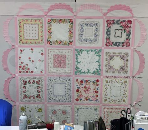 May 2017 – Rhonda Dort Handkerchief Quilt, Rhonda Dort, Vintage Handkerchiefs Crafts, Handkerchief Crafts, Fall Quilt Patterns, Vintage Quilts Patterns, Decoration Shabby, Sewing Machine Quilting, Fall Sewing