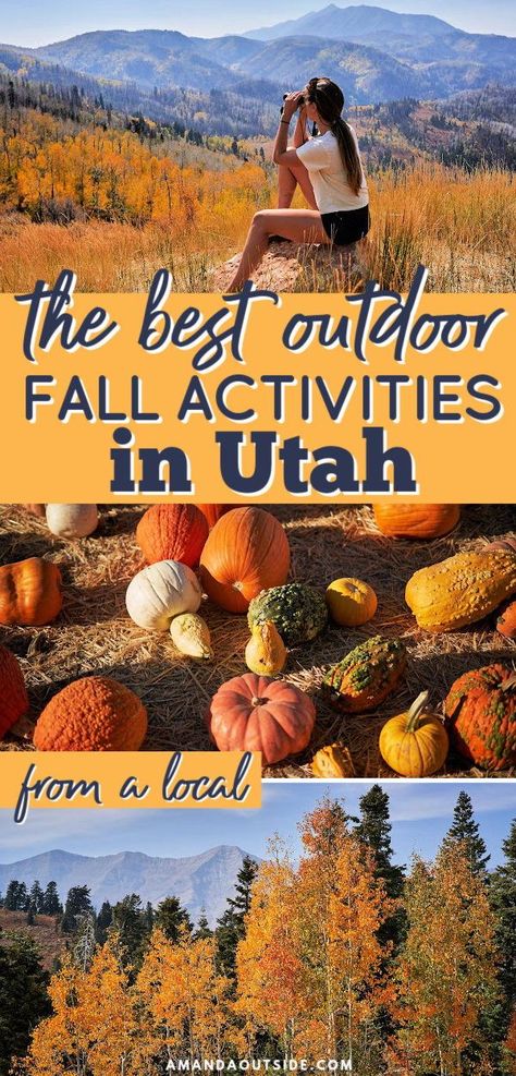 These are the best outdoor fall activities in Utah, from a Utah local! Fall is the perfect time to experience utah travel with fewer crowds and perfect temperatures. This list includes outdoor activities such as utah scenic drives, utah national parks, pumpkin patches, and so much more. Start planning your Fall adventure in Utah today! #utah #fall #utahtravel Fall In Park City Utah, Things To Do In Utah Fall, Utah In September, Park City In The Fall, Park City Utah In October, Utah Fall Activities, Utah In The Fall, Things To Do In Park City Utah Fall, Salt Lake City Utah Things To Do In Fall