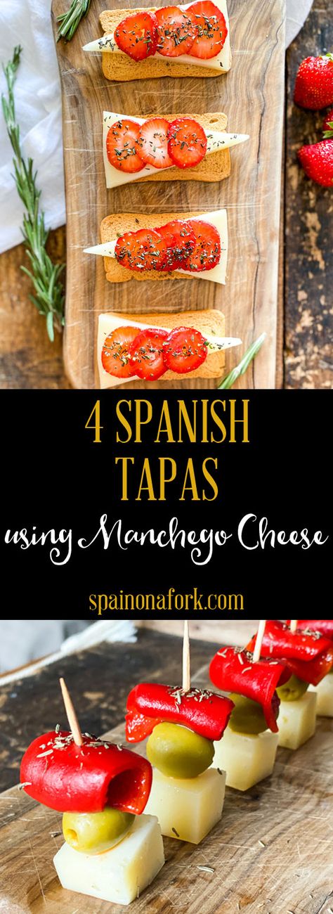 For those of you that have been to Spain, you know Spanish food is so much more than paella, gazpacho and sangria. Not that those things aren´t good, but we have so many other great things. Such as Manchego cheese, Spain´s famous sheep´s milk cheese. In these recipes, I will show you how to make 4 Dazzling SPANISH TAPAS using Manchego Cheese. Spanish Finger Food, Spain Appetizer, Spanish Appetizers Tapas Party, Small Sandwiches For Party, Authentic Spanish Tapas Recipes, Tapas Recipes Party, Tapas Table, Spanish Tapas Party, Tapas Appetizers