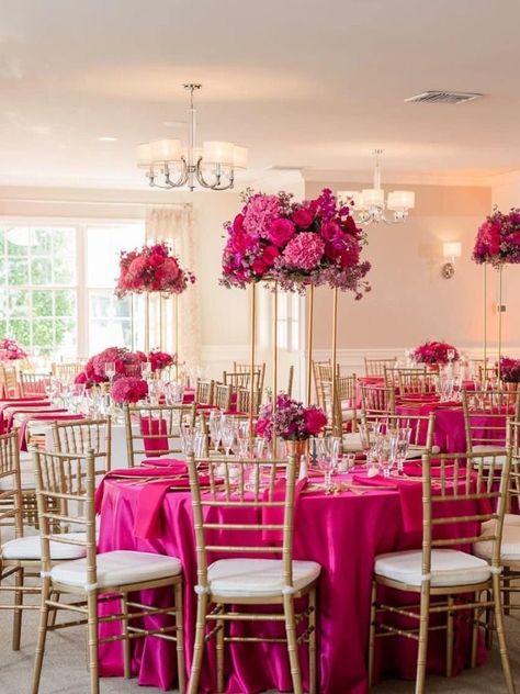 Fuschia Wedding Table Decorations, Fuchsia Pink Party Decorations, Fuschia Centerpieces Table Decorations, Hot Pink And Gold Table Decor, Fuschia Quinceanera Decorations, Fuschia Gold Wedding, Hot Pink Quinceanera Decorations, Hot Pink Quince Decorations, Fushia Quinceanera Decorations