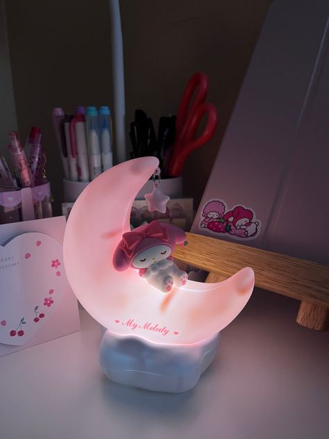 Sanrio Room Decor, Lamp Room Decor, Sanrio Room, Lamp Room, Artwork Decor, Pink Room Decor, Moon Lamp, Kuromi Cinnamoroll, Cute Bedroom Decor