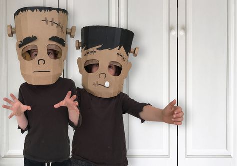 DIY Cardboard Costumes | Zygote Brown Designs | Page 2 of 4 Frankenstein Costume Diy, Large Cardboard Letters, Makeup Party Decorations, Diy Unicorn Costume, Funny Baby Costumes, Frankenstein Costume, Snowman Costume, Cardboard Costume, Paper Masks