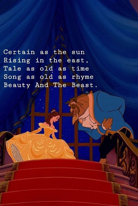 Tale as old as time 🌹 Tale As Old As Time Lyrics, A Tale As Old As Time, Beauty And The Beast Silhouette, Fairytale Quotes, Disney Lyrics, Beauty And The Beast Wallpaper, Beast Quotes, Disney Sleeve, Beauty And The Beast Movie