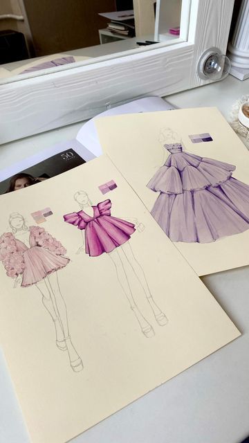 Fashion Illustration Dresses Casual, How To Sketch Dress, Fashion Design Outfits Drawing, Dress Designing Sketches, Mode Board Fashion Design, Fashion Illustration Sketchbook, How To Make Portfolio Fashion, Fashion Designing Inspiration, Fashion Design Inspiration Board Ideas