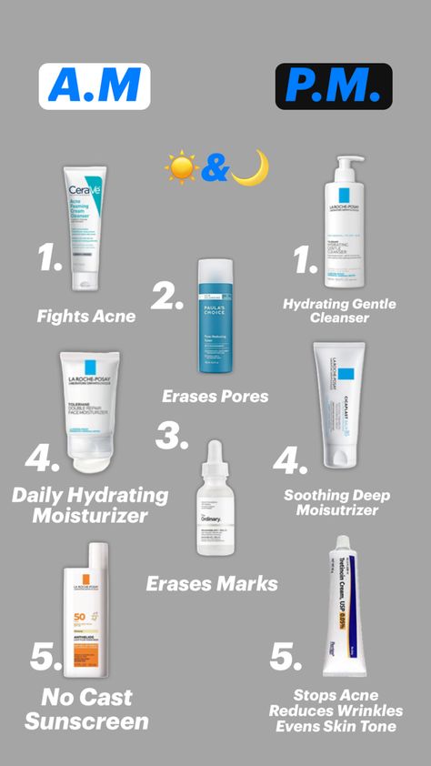 This AM/PM skin care routine is designed for normal to dry skin and is gentle enough for sensitive skin. Featuring hydrating and soothing products, it’s perfect for achieving a balanced, healthy complexion. Pm Skin Care Routine, Am Pm Skincare Routine, Pm Skincare Routine, Pm Skincare, Tretinoin Cream, Cream Cleanser, Glow Up Tips, Am Pm, Reduce Wrinkles