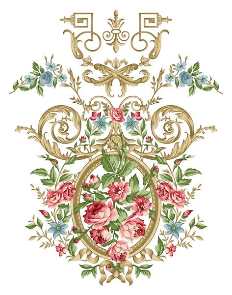 baroque flower on Behance Modern Baroque, Tea Logo, Baroque Decor, Baroque Painting, Geometric Ornament, Baroque Frames, Baroque Ornament, Flower Drawing Design, Print Design Art