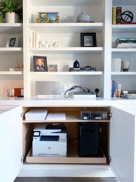 Simply Done: Organized Home Office for Him Small Office Design Interior Business, Office Cabinet Organization, Home Office For Him, Office For Him, Office Closet Organization, Best Home Office Ideas, Organized Home Office, Mom Office, Office Layouts