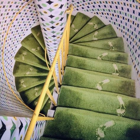 Rachel Chudley on Instagram: “Morning inspiration from #Monktonhouse 🦶 the wet footprints of #tillylosch stitched into the carpet 🍭🍭🍭🍭 #salvadordali #edwardjames…” Surreal Interior, Harmony In Fashion, Future Mansion, Upside Down House, Lodge Design, New Staircase, Padded Wall, Stairs Architecture, Fantasy Homes