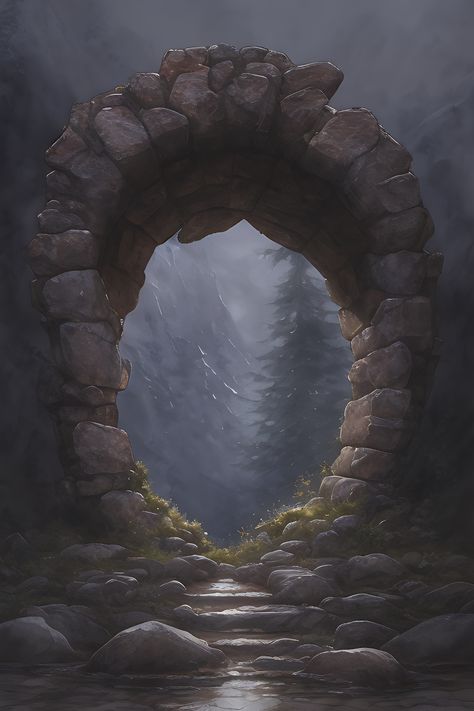 magical stone portal watercolor from fantasy RPG game Fantasy Portal Aesthetic, Fantasy Door Concept Art, Magical Portal Fantasy Entrance, Fantasy Portal Art, Magic Stones Fantasy Art, Magic Door Fantasy Portal, Magic Portal Art, Magic Portal Aesthetic, Portal Fantasy Art