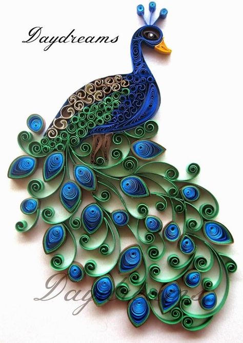 40 Easy Peacock Painting Ideas which are Useful - Bored Art Peacock Quilling, Hantverk Diy, Peacock Embroidery Designs, Arte Quilling, Neli Quilling, Quilling Animals, Origami And Quilling, Paper Quilling Jewelry, Quilling Work