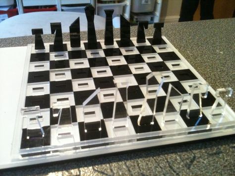 Black Acrylic Sheet, Chess Squares, Modern Chess Set, Travel Chess Set, 3d Modelle, 3d Laser, Chess Game, Acrylic Sheets, Chess Pieces