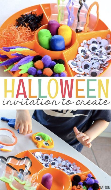 Invitation To Create, Halloween Crafts Preschool, Playdough Activities, Pumpkin Recipe, Halloween Preschool, Autumn Activities For Kids, Fall Preschool, Invitation To Play, Halloween Activities For Kids