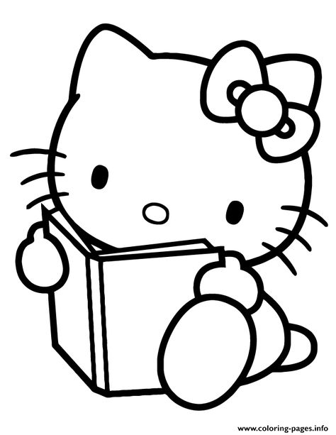 Hello Kitty Reading, Hello Kitty Clipart, Hello Kitty School, Hello Kitty Imagenes, Images Hello Kitty, Hello Kitty Colouring Pages, Hello Kitty Jewelry, Hello Kitty Images, Kitty Coloring