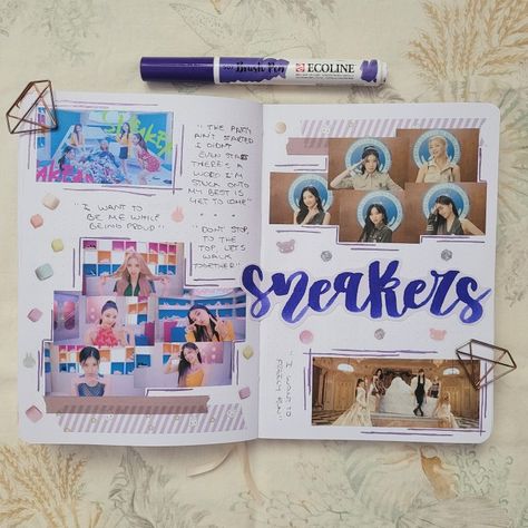 Itzy Journal, Kpop Journal Ideas, Itzy Sneakers, Drama Journal, Kpop Journaling, Kpop Journal, Journaling Inspiration, Pretty Journals, Brave Girl