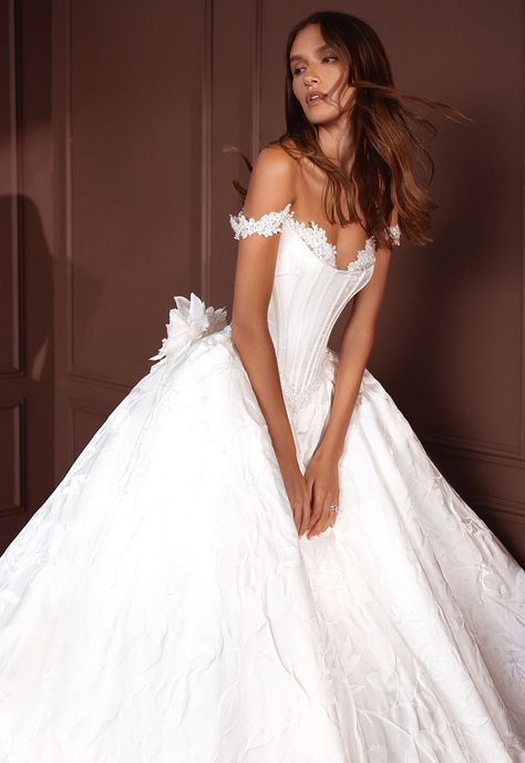 Pnina Tornai Satin Wedding Dress With Lace Veil, Ball Gown Wedding Dress Princess, Corset Ball Gown Wedding Dress, Dresses Cinderella, Vera Wang Wedding Dress, Pnina Tornai Wedding Dress, Plain Wedding Dress, Ballgown Wedding Dress, Big Wedding Dresses