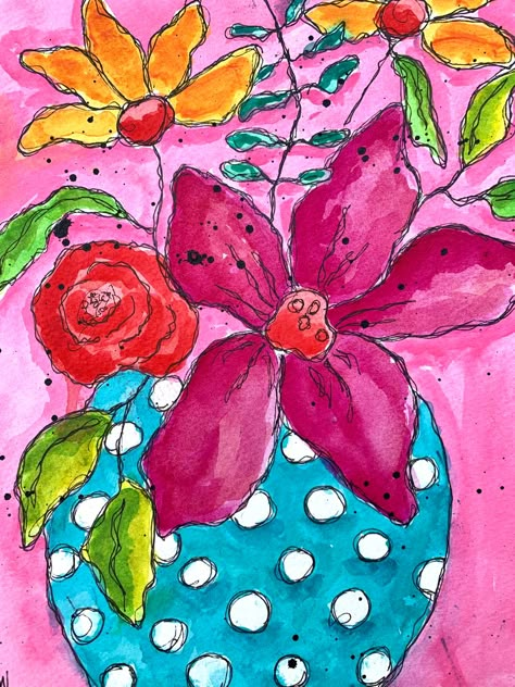 Great price on original art Colorful Floral Art, Abstract Flower Art, Flowers Wall Art, Painting Flowers, Flowers Wall, Flower Art Painting, Flower Wall Art, Watercolor Cards, Ink Painting