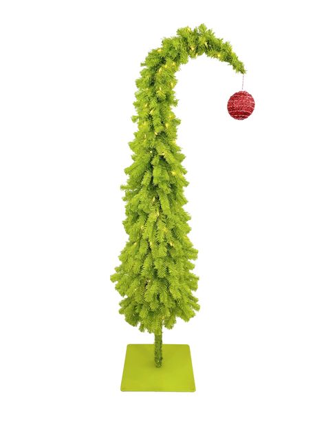 PRICES MAY VARY. Size: 28" x 60"H Color: Lime Green Lights: 150 Warm LED Tips: 521 Construction: Hinged Branches with 1 Piece Metal Stand Flame Retardant Ornaments Not Included Watch the holiday spirit grow when friends and family view this fun, whimsical Christmas tree. The unique shape of this tree with its tapered, drooping top and lime green coloring just screams fun. Warm LED lights add to the excitement while being energy efficient. Hobby Lobby Grinch Tree, Grinch Front Porch Decorations, Green Xmas Tree Decorating Ideas, Grinch Christmas Decorations Whoville, Grinch Tree Decorations, The Grinch Decorations, Grinch Christmas Tree Ideas, Whoville Party, Whoville Christmas Decorations