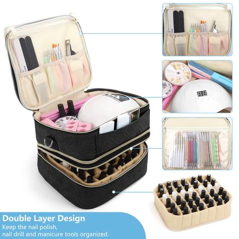 Nail Polish Case, Nail Organization, Mobile Nails, Nail Equipment, Nail Polish Storage, Nail Polish Organizer, Gel Lamp, Nail Drill Machine, Nail Polish Bottles