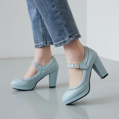 Cute High Heels Fashion Shoes · KoKo Fashion · Online Store Powered by Storenvy Marry Jane Shoes, Marry Jane, Cute High Heels, Shoes Elegant, Round Toe Pumps, Heels Fashion, Chunky High Heels, Jane Shoes, Heels & Wedges