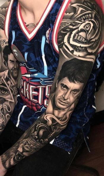 Chicano Tattoos Gangsters, Tattoo Mafia, Collage Tattoo, Chicanas Tattoo, Chicano Tattoos Sleeve, Gangsta Tattoos, Money Tattoo, Chicano Style Tattoo, Chicano Tattoo