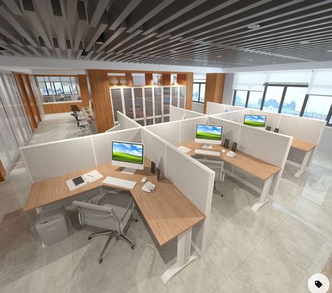 Modern Cubicle Office Design, Modern Cubicle Design, Corporate Office Cubicle, Open Cubicle Work Spaces, Open Office Cubicle Design, Research Room Design, Builders Office Interior Design, Bullpen Office Layout, Cubicle Office Layout