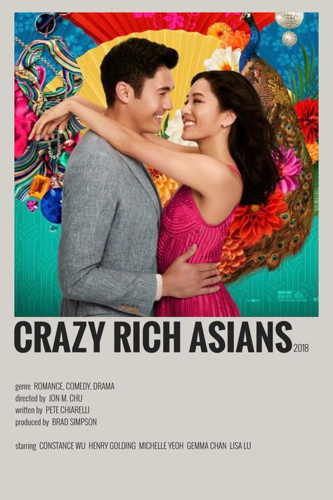 crazy rich asians minimalist/alternative movie poster Crazy Rich Asians Poster, Rachel Chu, Movie Character Posters, Henry Golding, Constance Wu, Gemma Chan, Iconic Movie Posters, Brad Simpson, Girly Movies