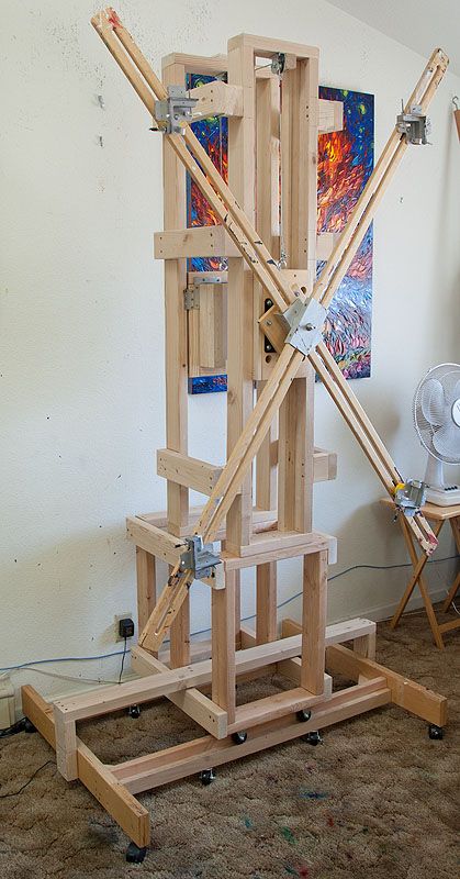 Custom easel that rotates, moves vertically and horizontally | scott anderson - Blog Artist Easel Plans, Diy Easel, Art Studio Storage, Art Studio Space, Art Studio Organization, Artist Easel, Art Studio Room, Art Studio Design, Art Studio Ideas