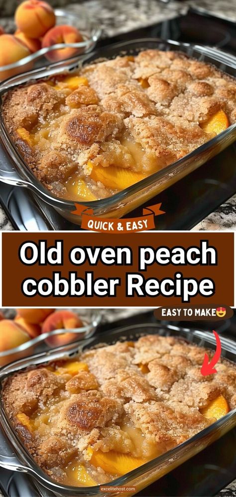 Old oven peach cobbler Oven Peach Cobbler, Good Peach Cobbler Recipe, Peach Cobbler Ingredients, Best Peach Cobbler, Homemade Peach Cobbler, Fresh Peach Recipes, Cobbler Recipes Easy, Fresh Peach Cobbler, Easy Peach Cobbler Recipe