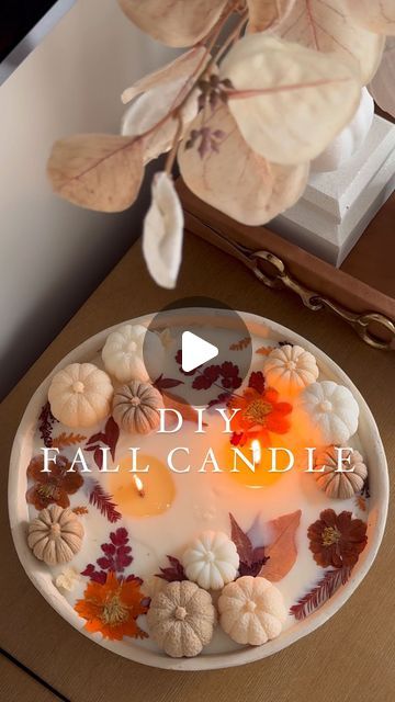 Fall Candle Ideas Diy, Pumpkin Candles Diy, Homemade Fall Candles Diy, How To Make Candles Diy, Autumn Candles Diy, Fall Candle Making, Fall Candle Diy, Dough Bowl Candles Diy, Diy Dough Bowl Candles