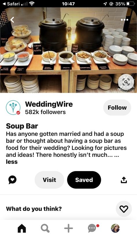 Soup Bar Wedding Ideas, Wedding Soup Bar, Soup Bar Wedding, Soup Bar, Wedding Soup, Bar Wedding, Creamed Eggs, Fried Potatoes, Wedding Bar