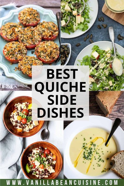 Brunch Side Salad, Quiche In Casserole Dish, Brunch Sides Dishes, Brunch Veggies Side Dishes, Quiche Luncheon Menu Ideas, Salad To Go With Quiche, Quiche And Side Dish, Quiche Flavor Ideas, What To Serve With Quiche Dinners