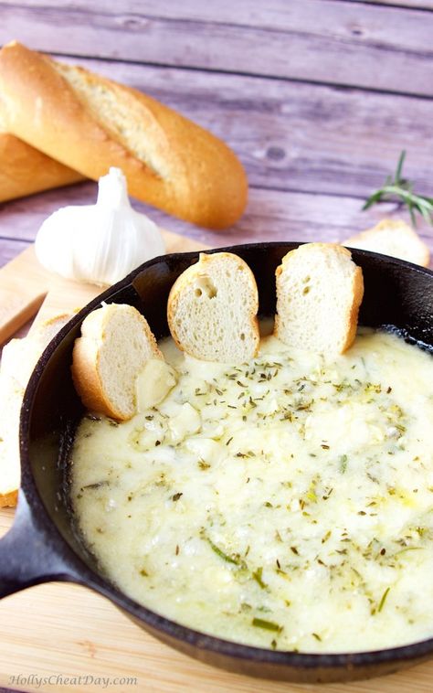 baked-brie-garlic-dip | HollysCheatDay.com Brie Garlic, Spreads Recipes, Garlic Dip, Rosemary Garlic, Brie Cheese, Baked Brie, Spread Recipes, Milk Recipes, Fresh Rosemary