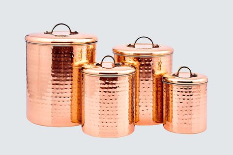 Copper Canister Set International Decor, Copper Canisters, Stainless Steel Food Storage, Kitchen Canister Set, Kitchen Necessities, Countertop Storage, Old Dutch, Tuscan Decorating, Set Bed