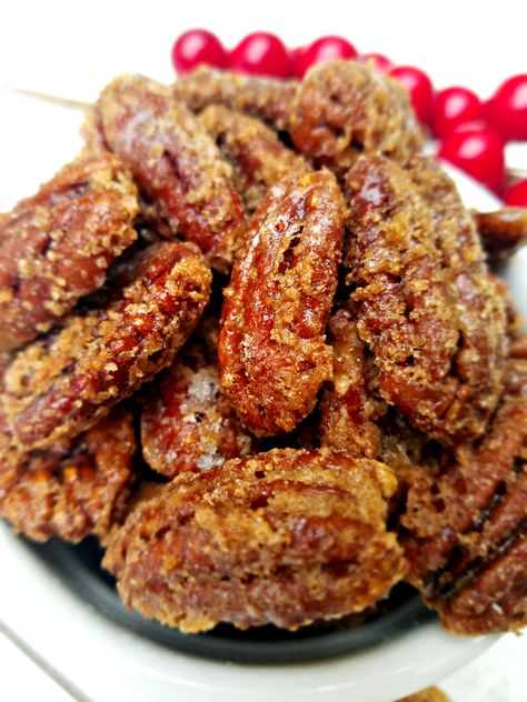 Candied Bourbon Pecans, Bourbon Praline Pecans, Bourbon Candied Pecans, Maple Bourbon Pecans, Bourbon Pecans Candied, Bourbon Glazed Pecans, Bourbon Candy, Bourbon Birthday, Vanilla Bourbon Pretzels