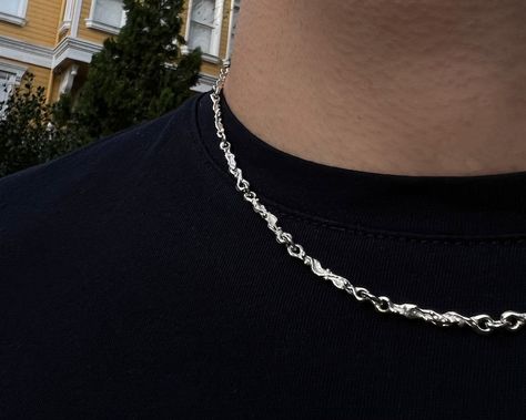 Mens Choker, Handmade Silver Chain, Men Choker, Vintage Chain Necklace, Italy Jewelry, Chain Necklace For Men, Choker Silver, Silver Chain For Men, Jewelry Mens