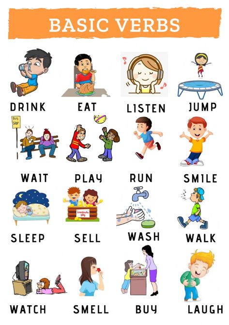 Basic verbs online exercise for grade 3. You can do the exercises online or download the worksheet as pdf. Verbs For Kids, Struktur Teks, Materi Bahasa Inggris, Teach English To Kids, Grammar For Kids, English Activities For Kids, English For Beginners, Teaching English Grammar, English Language Learning Grammar