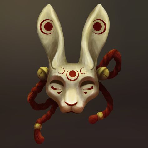 Hare mask, on ArtStation at https://www.artstation.com/artwork/d0VeQA Bunny Mask Drawing, Hare Mask, Rabbit Mask, Creepy Masks, Mask Aesthetic, Bunny Mask, Mask Drawing, Magic Items, Character Pictures