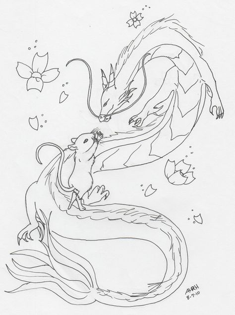 Yes the Chinese Zodiac I am of course the year of the rat and my husband the dragon this is a tat idea for us both to get on our backs P.S. No one can use this in anyway it is copyrighted by me and... Rat And Dragon Tattoo, Dragon And Rat Tattoo, Rat Tattoo Design Japanese, Rabbit And Dragon Tattoo, Chinese Zodiac Animals Tattoo, Chinese New Year Dragon Tattoo, Year Of The Rat Tattoo Design, Chinese Rat Zodiac Tattoo, Rat Zodiac Tattoo