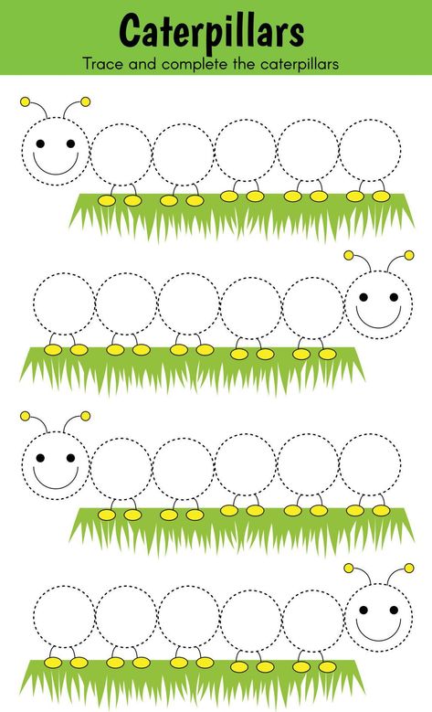 Caterpillar Activities For Kids, Writing Patterns, Preschool Creative Art, Pre Writing Practice, Preschool Number Worksheets, Prewriting Skills, Writing Practice Sheets, Handwriting Practice Sheets, Free Preschool Printables