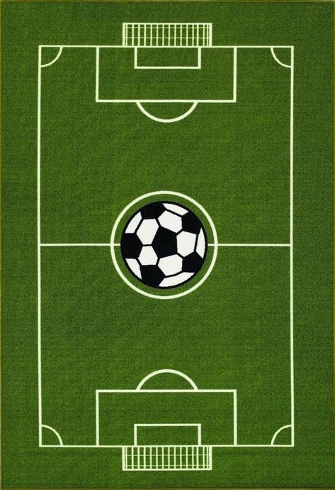 Cozy up those cold hardwood floors. Soccer Bedroom Decor, Soccer Crafts, Soccer Bedroom, Soccer Room, Soccer Decor, Sports Rug, Cool Kids Rooms, Soccer Theme, Playroom Rug