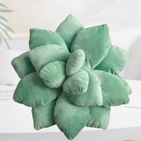 PRICES MAY VARY. 🌵【Unique 3D succulent pillow】：Creative succulent pillow is inspired by a quiet succulent plant beside the office window, fresh and beautiful in the sun. How to pass this beauty to more people? So the 3D succulent pillow came into being. The green and full leaves exude an irresistible beauty. Especially adults and children who like plants and all green things, they will fall in love with this nice decorative pillow. It can add a fresh breath to any space. 🌵【Soft material】: Cact Succulent Throw Pillow, Cute Succulents, Succulent Pillow, Cactus Pillow, Leaves Pillow, Garden Bedroom, Cute Pillows, Style Japonais, Flower Pillow