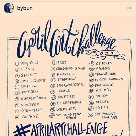 Hey peeps @bybun April Art Challenge starts Saturday!!!! C'mon and join in, it's fun. Here's the prompts if you want to get a head start❤️❤️❤️ April Art Challenge, Drawing List, Writing Challenges, Sketchbook Prompts, 30 Day Art Challenge, Sketchbook Challenge, 30 Day Drawing Challenge, April Art, Art Challenges