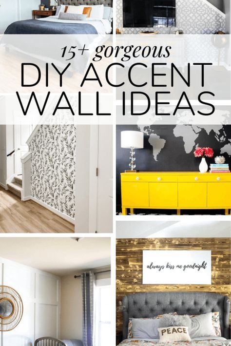 Gorgeous ideas for adding an accent wall to your home - more than 15 DIY accent wall ideas to get you inspired. #accentwall #homedecor #diy #homeimprovement Unique Farmhouse Decor, Room Accent Wall, Blogger Home, Accent Wall Paint, Diy Accent Wall, Wood Accent Wall, Accent Walls In Living Room, Diy Home Decor On A Budget, Diy Renovation