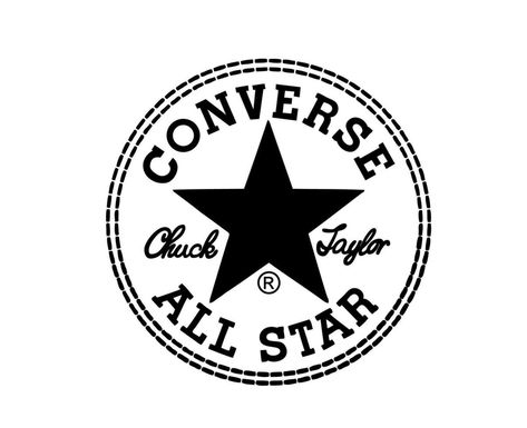 Converse All Star Logo Shoes Brand Black Symbol Design Vector Illustration All Star Logo Design, Converse Logo Wallpapers, All Star Desenho, Converse Logo Art, Converse Symbol, Logo All Star, Y2k Widgets, All Star Tattoo, Converse Drawing