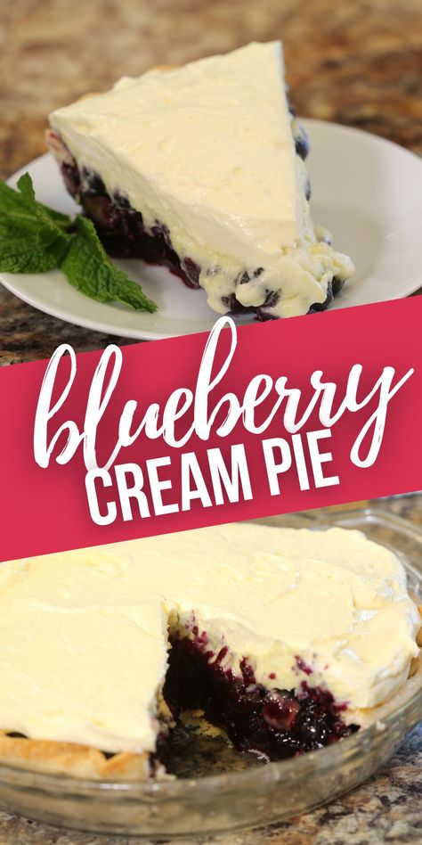 Blueberry Cream Pie is that perfect combination of cream and summer fruit. It is light and refreshing, tart and a supper dessert for summer. Blueberry Cream Pie, Blueberry Cream Pies, Dessert For Summer, Delicious Slow Cooker Recipes, Cream Pie Recipes, Favorite Pie, Fun Easy Recipes, Delicious Pies, Summer Ideas