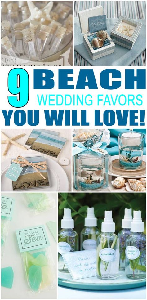 Beach-Wedding-Favors Hawaiian Wedding Favors For Guests, Cricut Beach Wedding Ideas, Beach Favors Guest Gifts, Diy Beach Wedding Favors, Wedding Favors For Beach Wedding, Wedding Favors For Guests Beach Theme, Ocean Themed Wedding Favors, Beach Theme Reception Ideas, Ocean Theme Favors