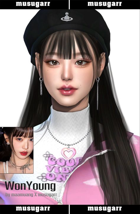 #sims4 #thesims4 #ts4 #creating #art #artist #cc #games #gaming #musugarr #maamuang Sims 4 Cc Makeup Pack, Sims Asian Cc, Wonyoung Sims 4 Cc, Skz Sims 4 Cc, The Sims Characters, Sims 4 Cc Douyin Makeup, Sims 4 Cc Korean Skin, Sims Cc Korean, Sims Cc Anime